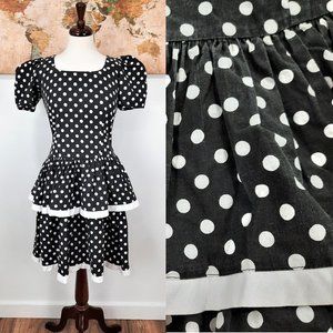 Vtg 80s puff sleeve polka dot party dress - n'things brand
